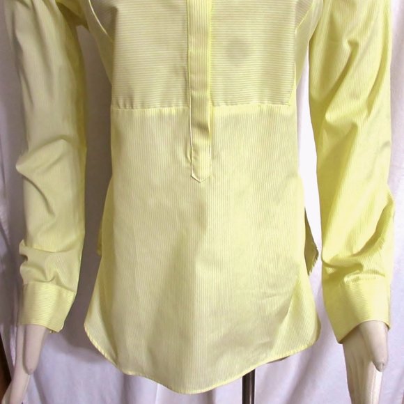 NEW Womens Ladies J PETERMAN Yellow & White Stripe Long Sleeve Top 6 ORIG $118 - Picture 2 of 5